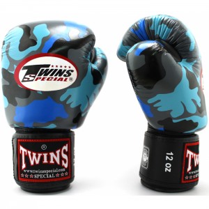 Боксерские перчатки Twins Special с рисунком (FBGV-Army Blue)